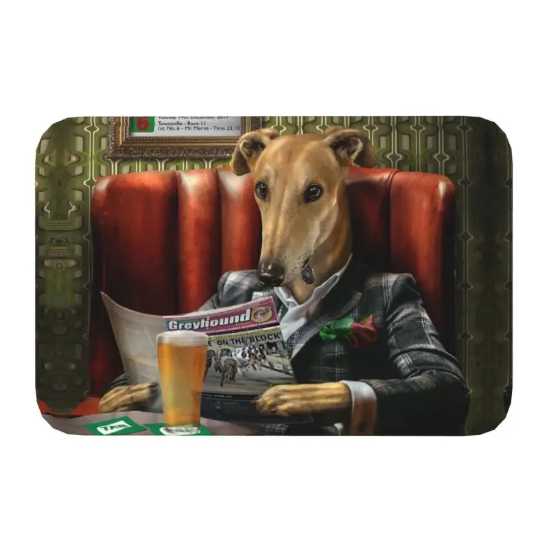 

Whippet Greyhound Dog Portrait Doormat Anti-Slip Entrance Kitchen Bathroom Door Floor Mat Rug Toilet Living Room Footpad Carpet