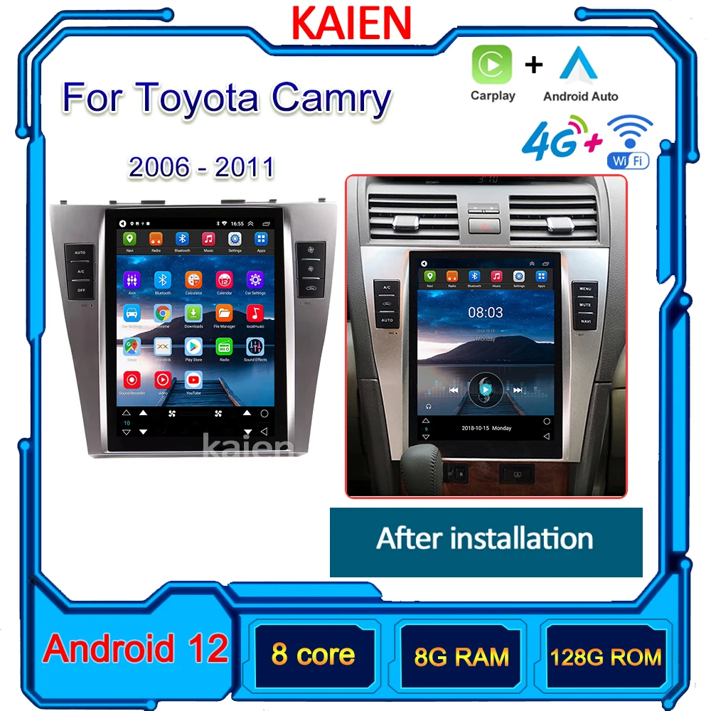 

KAIEN For Toyota Camry 2006-2011 Android 12 Car Radio Auto Navigation GPS Player DVD Multimedia Stereo Video Autoradio 4G DSP