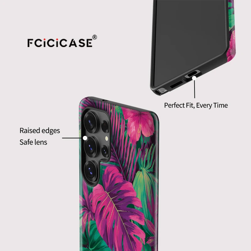 Фото Чехол для телефона Fcicicase Leaves для Samsung Galaxy S24 S23 S20 FE Plus S25 Ultra A36 A56 A26 A16 5G, акриловый противоударный чехол для ПК №4