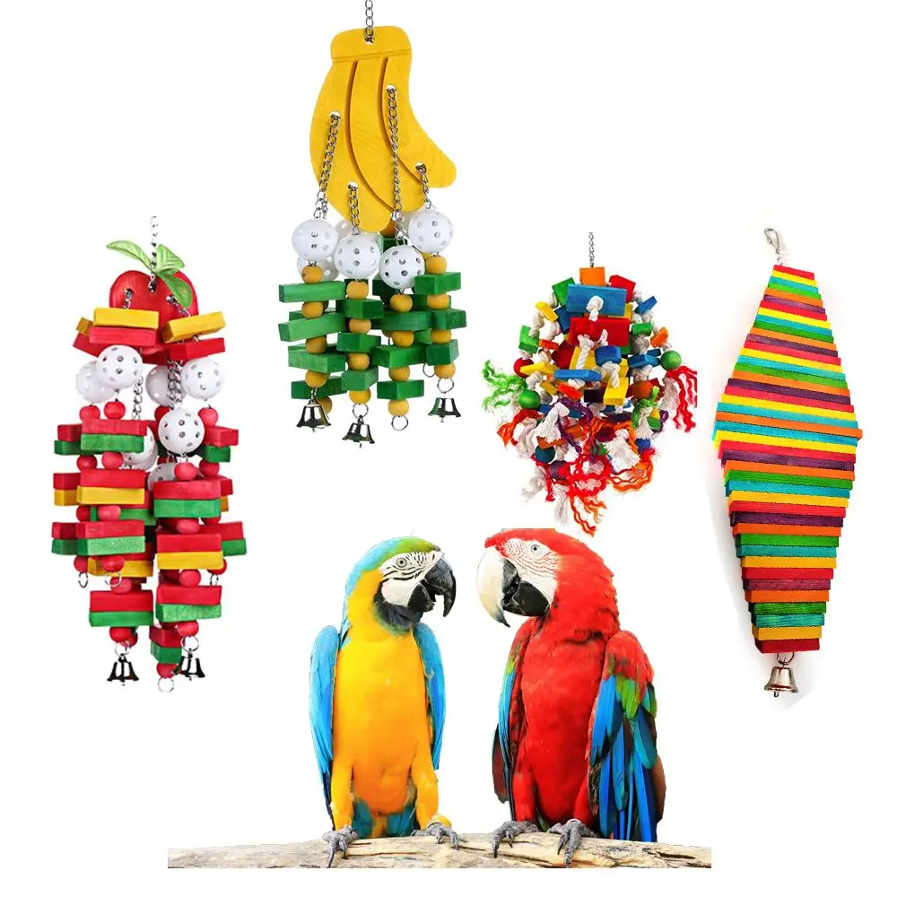 

Wood Beaks Cockatiel Pet Supplies Bird Cage Bird Chewing Toy Hanging Hammock Training Toys Bite