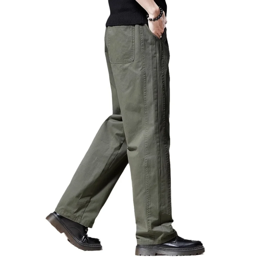 Повседневные брюки из чистого хлопка в американском стиле для мужчин свободные