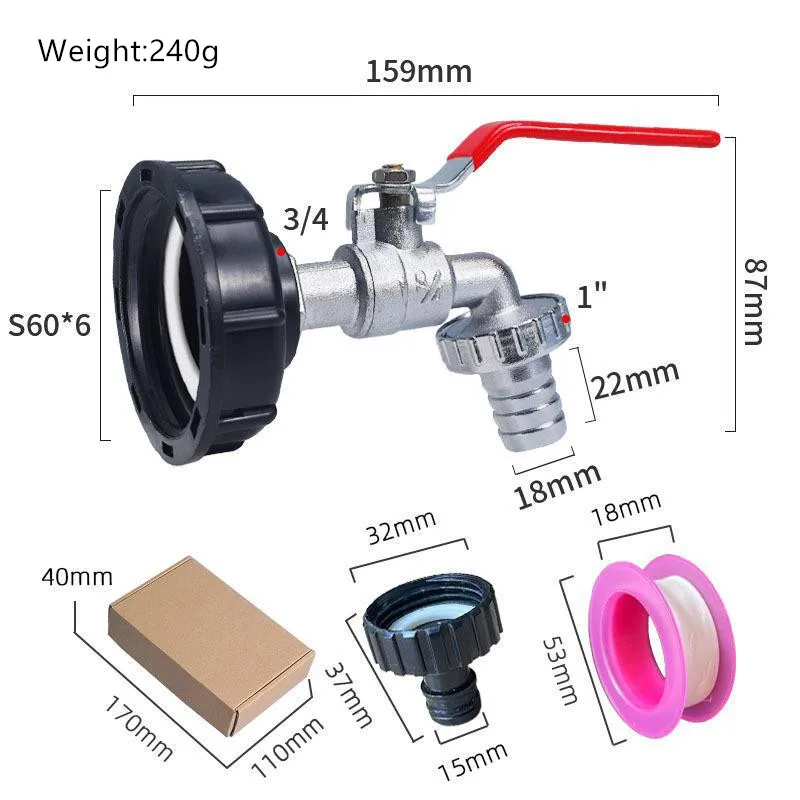 

Coarse Thread IBC Tank Tap Connecter X 3/4'' Water Coupling Adapter 1000L Garden Home Replacement Valve Fitting