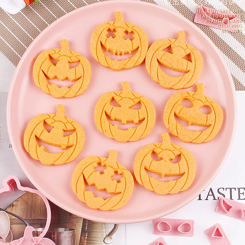 

2023New 13PCS/ Set Halloween Cookie Cutters DIY Pumpkin Face Biscuit Fondant Embosser Stamp Cake Decorating Tool Baking Supplies