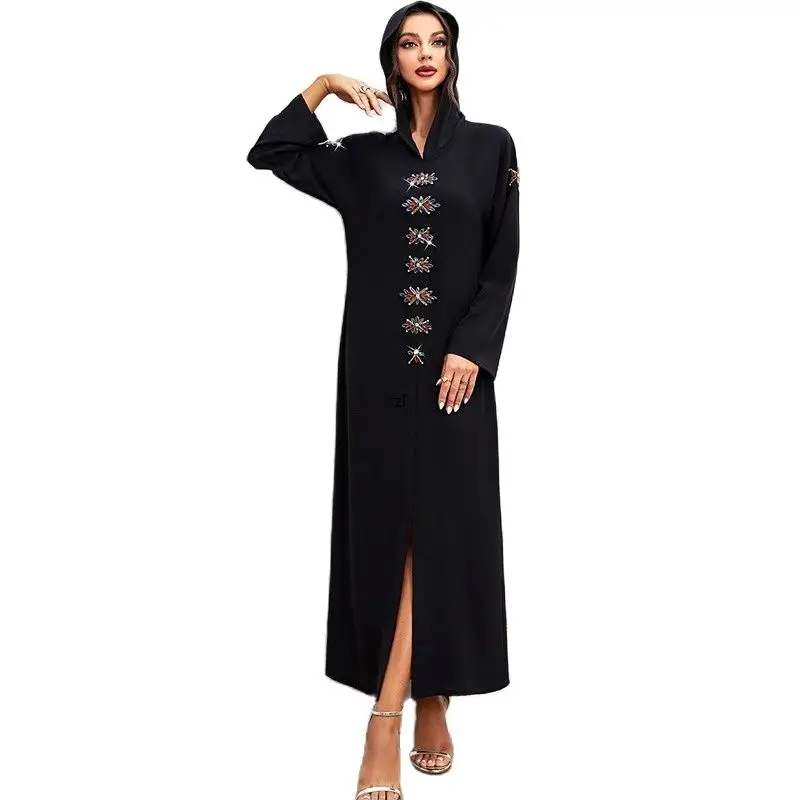 Djellaba Arabic Muslim Abaya Dress for Women Dubai 2022 Black Turkey Moroccan Kaftan Evening Dresses Eid Mubarak Islam Clothing