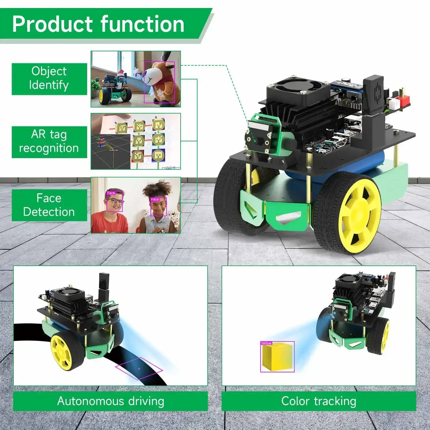 Jetbot MINI ROS AI Visual Robot Kit включает в себя ручку поддержки аккумулятора. Управление