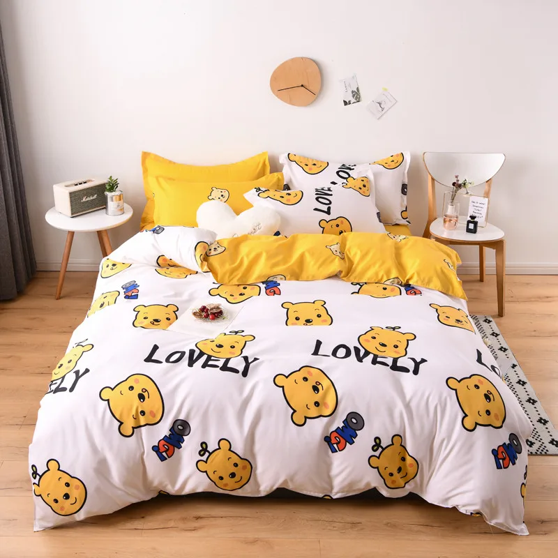 

Disney Winnie Pooh Cartoon Bedding Set Adult Children Mickey Mouse Spider Man Character Printed Duvet Cover Bed Sheet Pillowcase