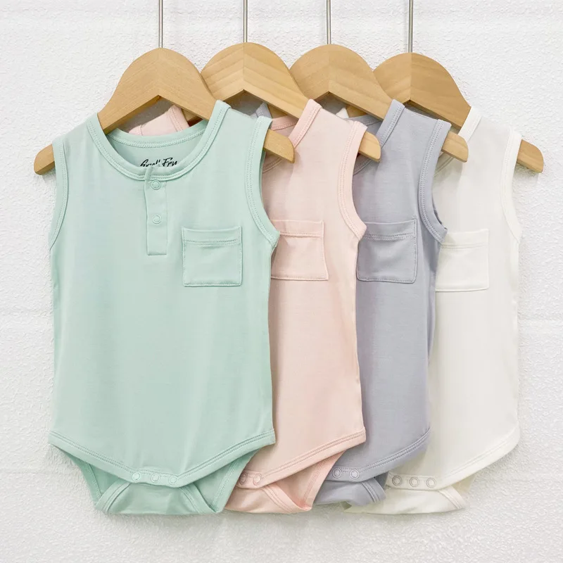 

0-18M Bamboo Fiber Baby Romper Summer Baby Boy Girl Clothes Simple Newborn Baby Clothing Soft Baby Solid Jumpsuit