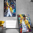 Граффити поп Холст Картина настенное искусство Freddie Mercury богемный рок музыка звезда плакаты принты уличное искусство картина украшение дома