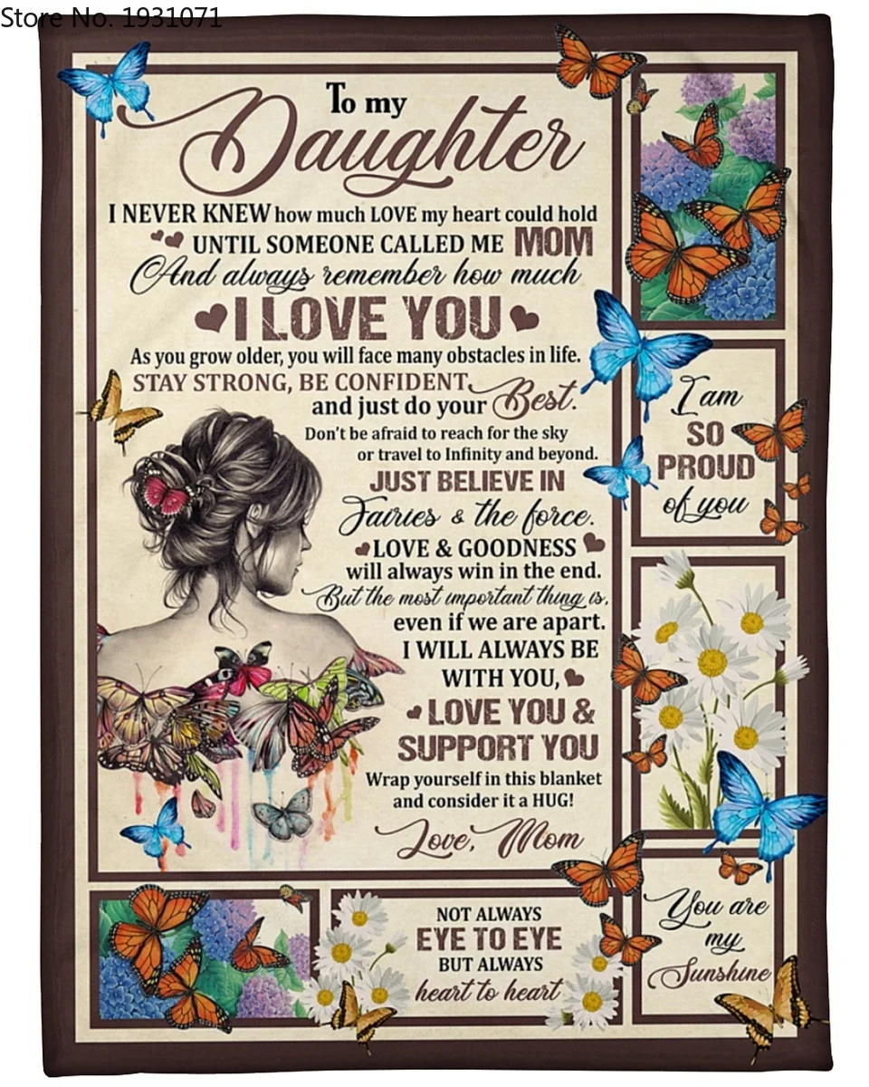 

Letter To My Daughter 3D Printed Fleece Blanket for Beds Thick Quilt Fashion Bedspread Sherpa Throw Blanket Adults Kids L21