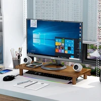 computer increased rack display desktop storage base desk notebook wooden rack monitor book shelf rack office home organization