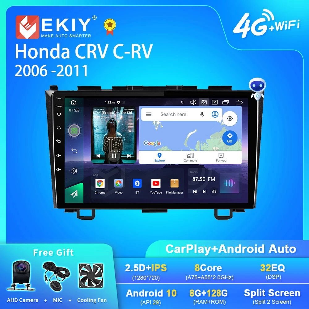 

EKIY Q7 Android 10.0 автомобильное радио для Honda CRV C-RV 2006 2007 2008 2009-2011 8G + 128G DSP 2 din 4G NET автомобильное радио Wi-Fi carplay DVD