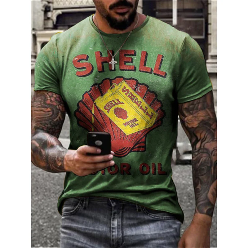 

Футболка мужская с 3D-принтом, Модный повседневный топ в британском стиле, с круглым вырезом, воздухопроницаемый и удобный топ оверсайз с кор...