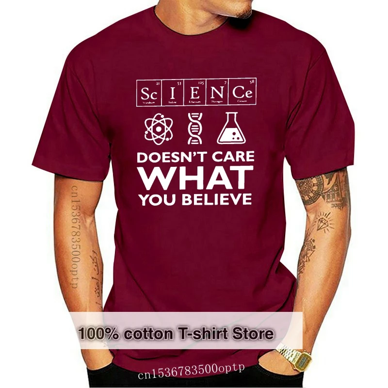 

one yona Men's T-Shirt Science Doesn't Care What You Believe Cotton Tees Scientist Biology Physics Chemistry Astronomy T Shirt