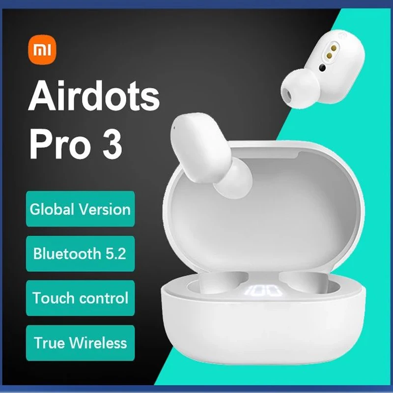 Xiaomi Redmi Airdots Pro3 Wireless Bluetooth 5.2 AptX Adaptive Stereo Bass With Mic Handsfree TWS Original Earbuds For IPhone