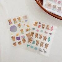korean ins cartoon bear cute stickers transparent pvc children diy collage stationery mobile phone kawaii decorative sticker