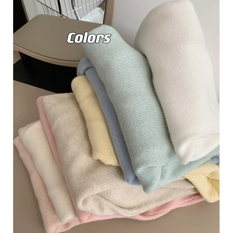 Тринадцать линий кружевной вязаный базовый свитер с полувысоким воротником