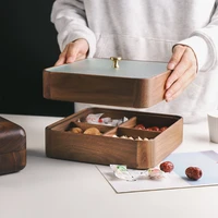 walnut solid wood dried fruit candy box household living room coffee table melon seed snack tray compartment storage box