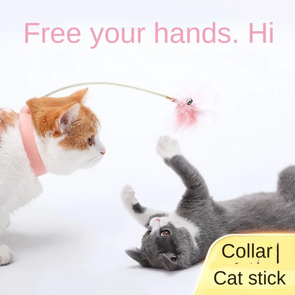 

New Interactive Cat Toys Funny Feather Teaser Stick with Bell Pets Collar Kitten Playing Teaser Wand Training Toys Cats Supplies