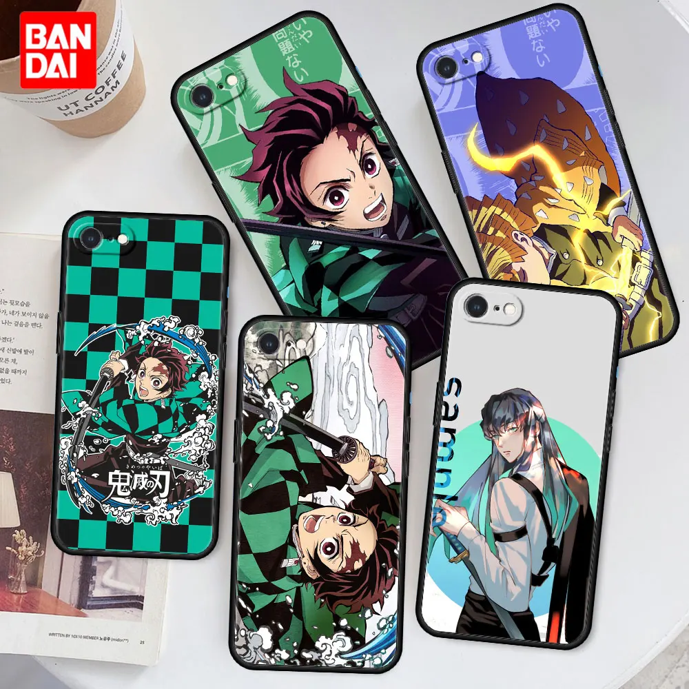 

Demon Slayer Kimetsu No Yaiba Case for iPhone 6 6s 7 8 X XR XS XS Max SE 2020 Plus 6plus 7plus 8plus Black Luxury Cover Silicone