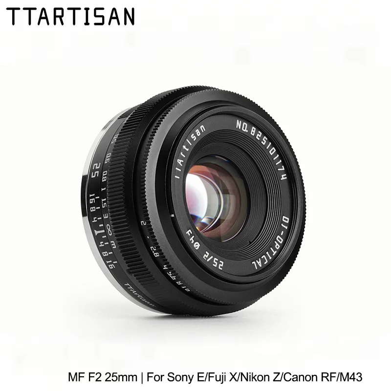 Фото Объектив TTArtisan 25mm F2 MF для беззеркальных камер Canon RF, Nikon Z, Sony E, Fujifilm XF, Panasonic, Olympus M43, XT10, XT5, A6400, A6300 №1