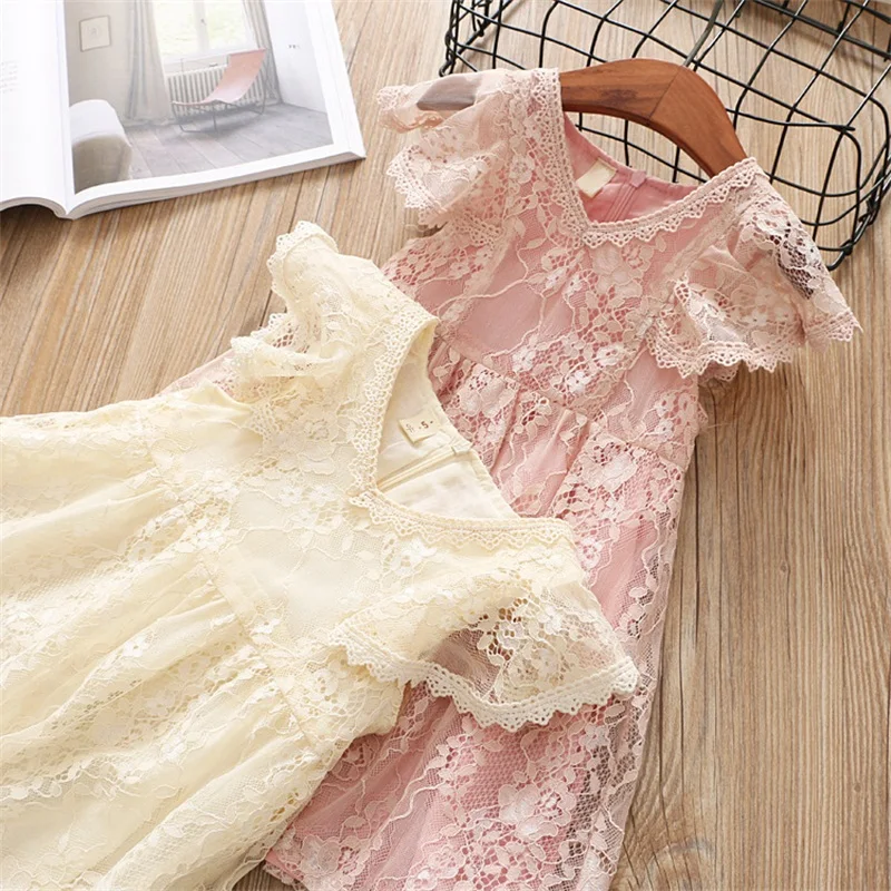

Summer Lace Girls Dress Flower Princess Party Toddler Girls Clothes Kids Dresses for Girls Casual Clothing Size 3-8 Years