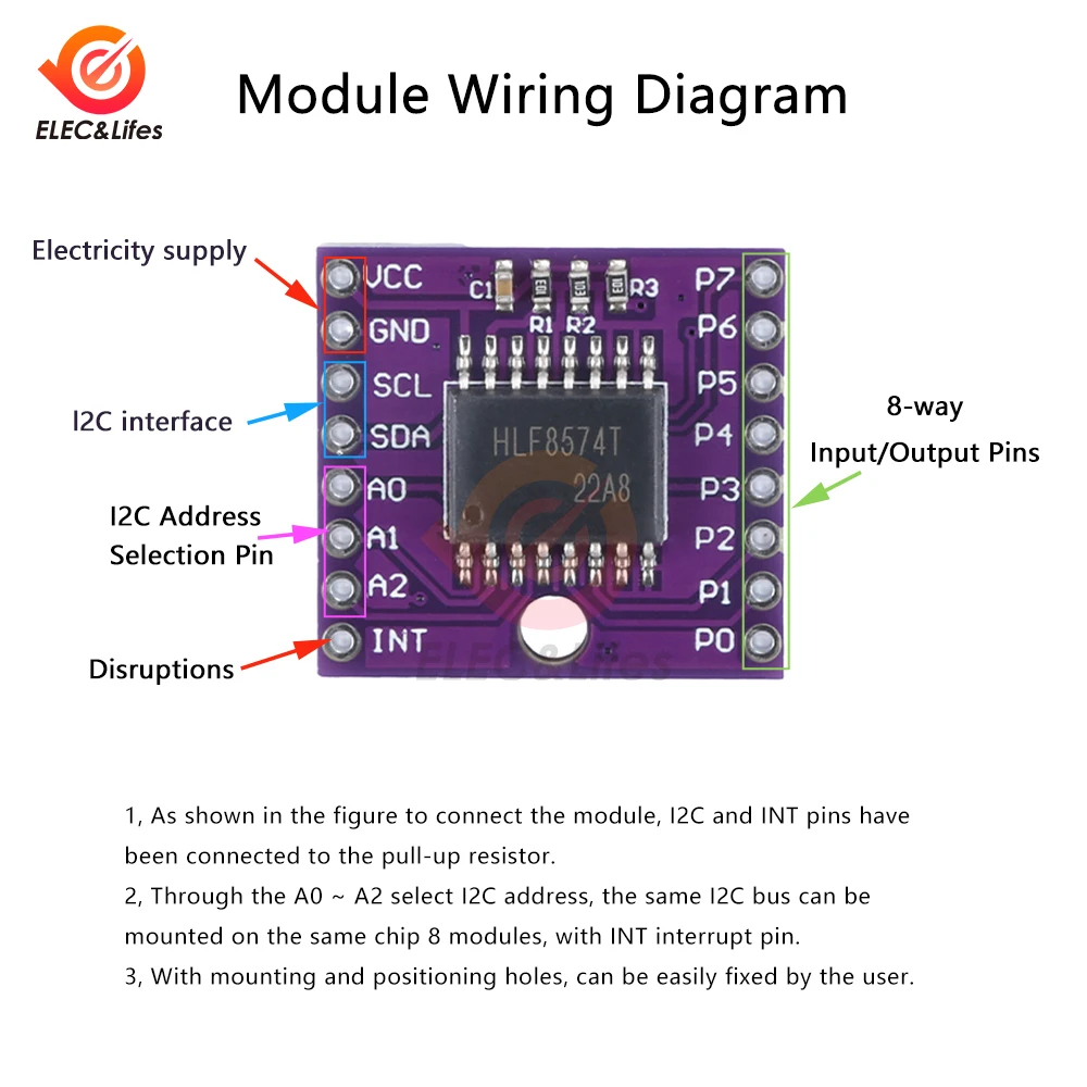 2 5-6 В постоянного тока MCU 8574 PCF8574T Плата адаптера MCU8574 расширения Модуль