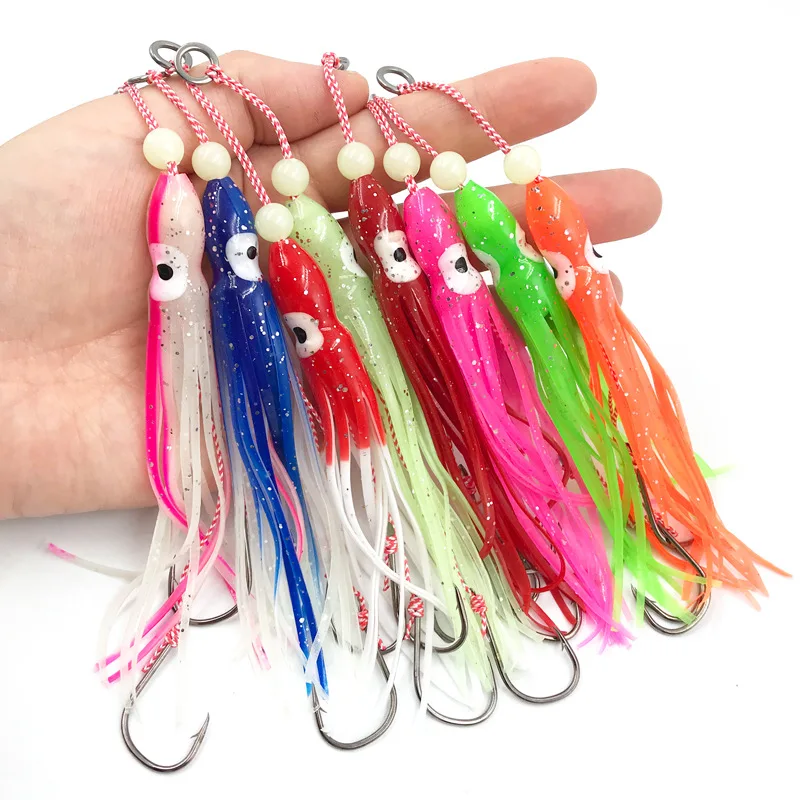 

Inchiku Squid Octopus Lure Soft Silicone Squid Skirts Lure Slow Jigging Luminous Trolling Bait Saltwater Deep Sea Fishing