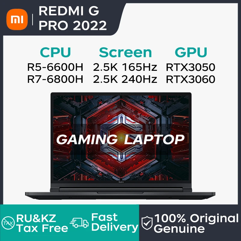 

2022 Xiaomi Redmi G Pro Gaming Laptop 16 Inch 240Hz LCD Screen Computer RTX3060 AMD Ryzen7 R7 6800H 16GB DDR5 512GB SSD Notebook