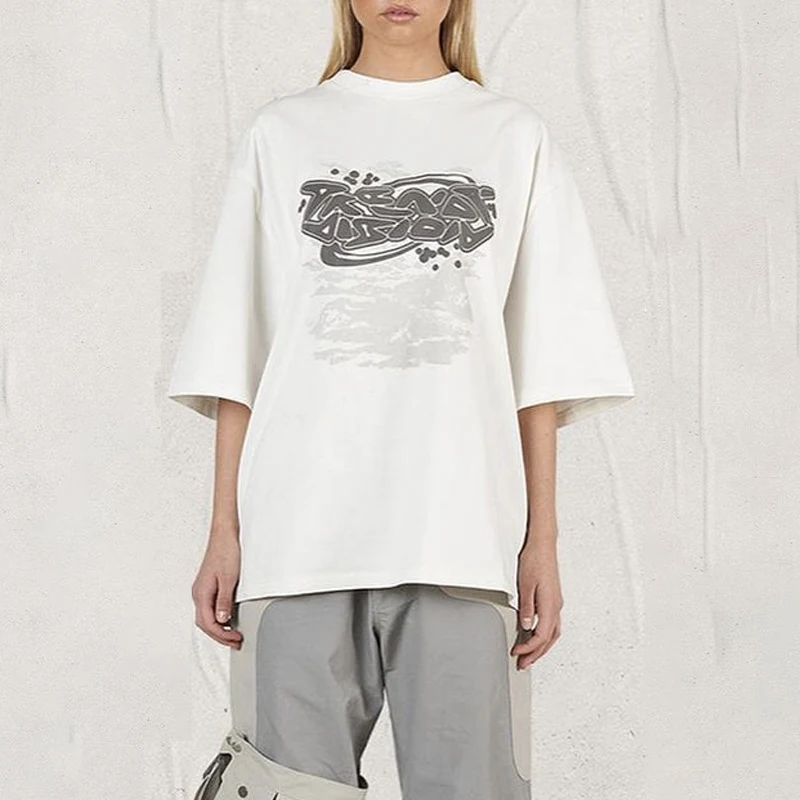 2024 Уличная футболка Harajuku Y2K унисекс в стиле хип-хоп мужская летняя с коротким