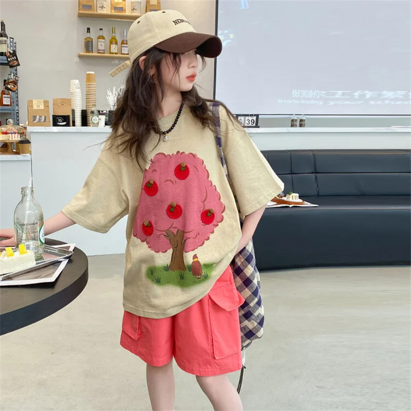 Комплект летнего платья для девочек новинка 2024 детский летний комплект из двух