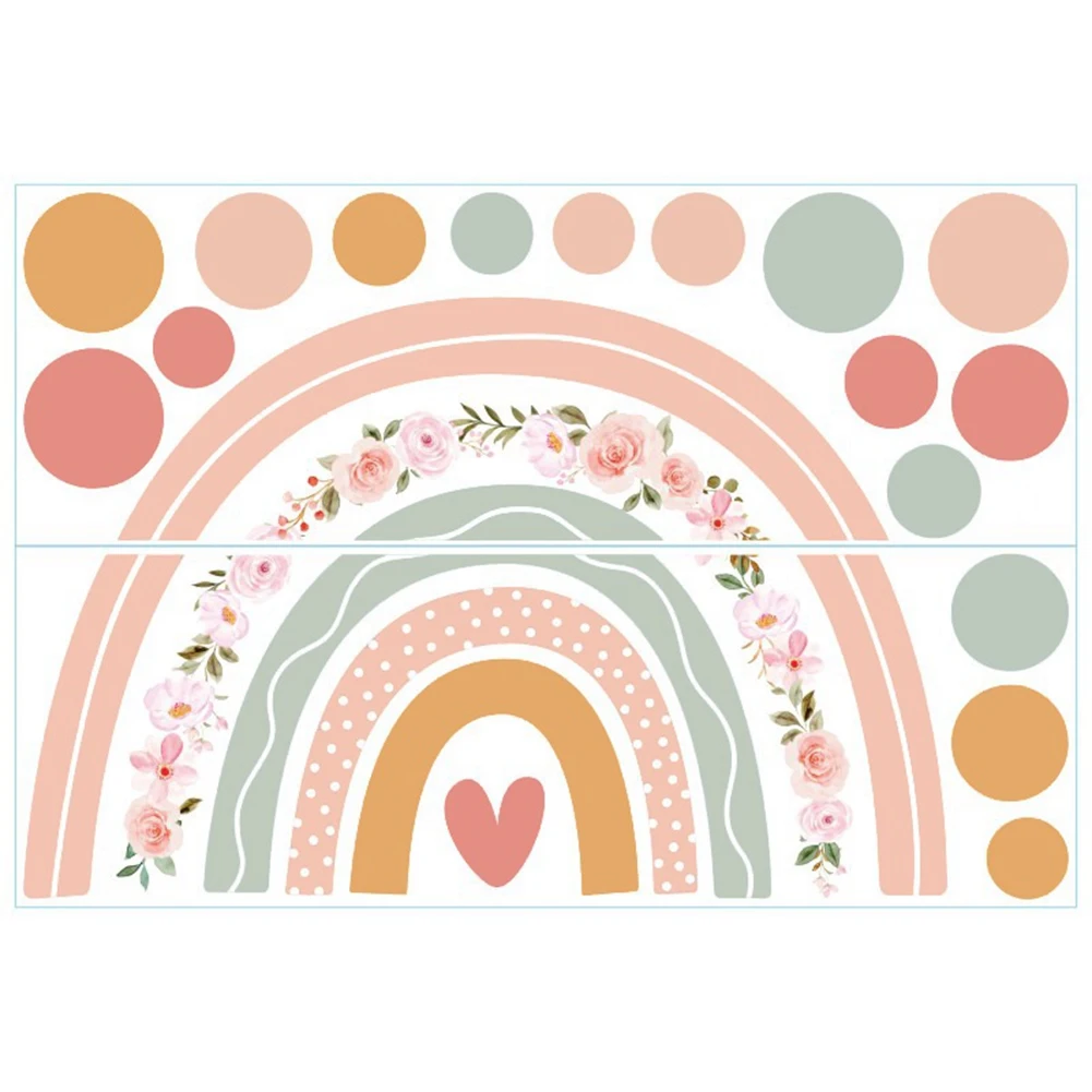 Большие радужные Цветочные наклейки на стену в горошек стиле бохо виниловые для