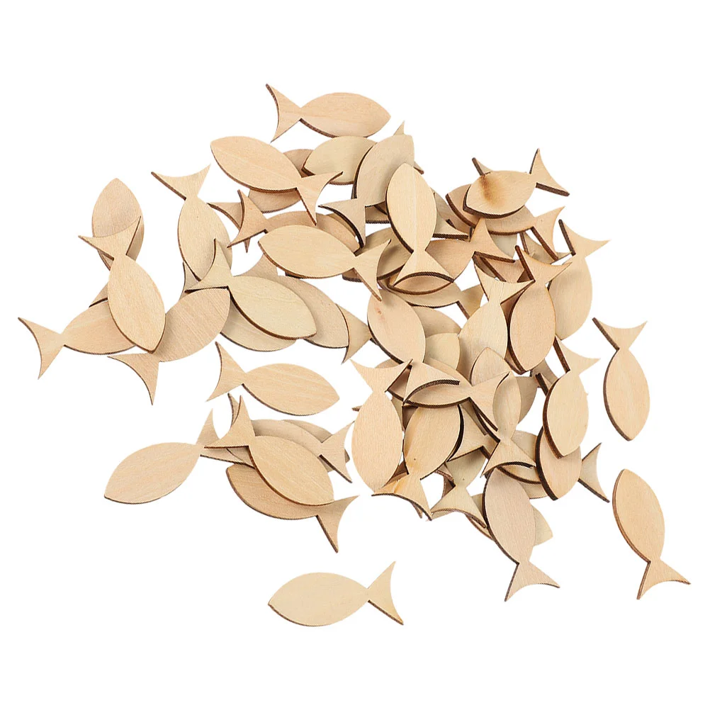 

Board Blank Fish Shaped Wood Slices Chips Wooden Adorn Animal Unfinished Cutouts