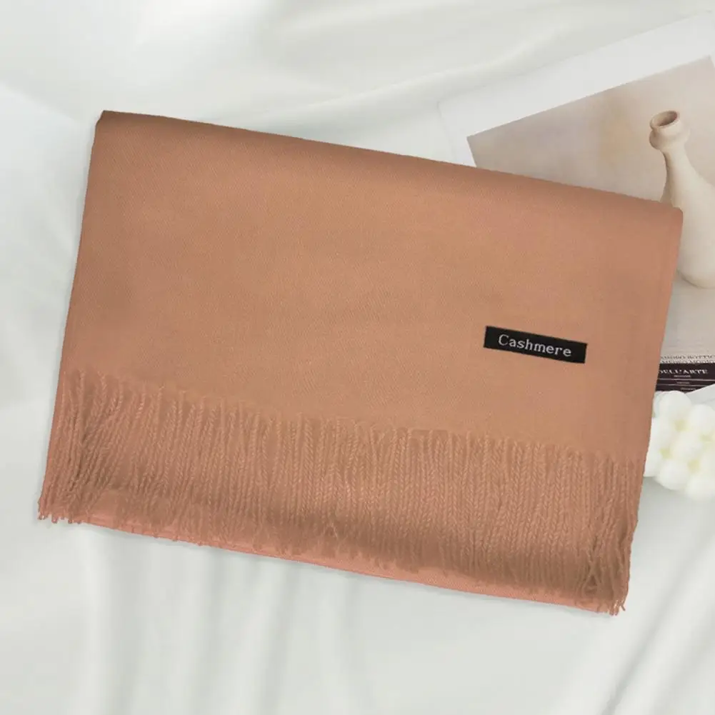 

Устойчивая комфортная шаль, уютный стильный женский зимний шарф, утолщенный мягкий непродуваемый шарф из искусственного кашемира с кисточками для холодной погоды