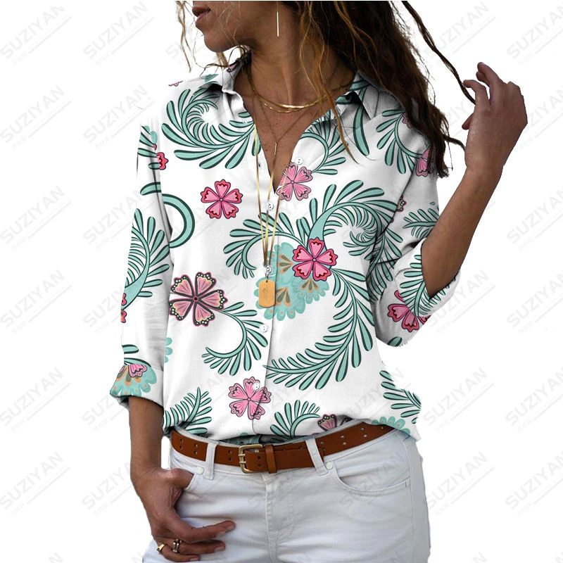 

Fashion New Women's Top Women's Flower 3D Printing Temperament Casual Top Elegant Women's Shirt Long Sleeve Casual Street Shirt