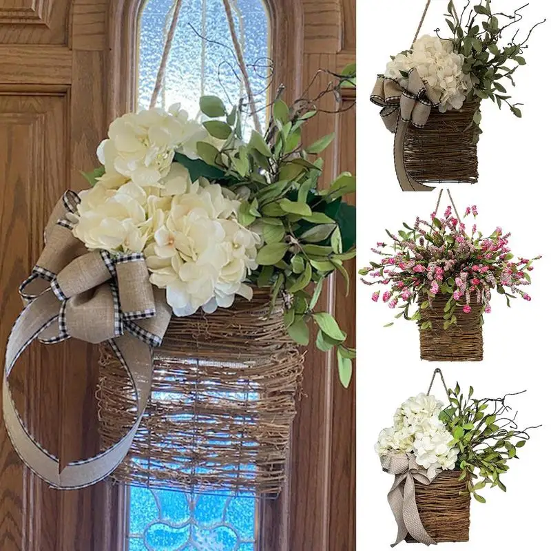 

Easter Decoration 2023 Artificial Front Door Wreath Spring Hydrangea Basket Wreath Indoor Outdoor Holiday Wedding Decor Garlands