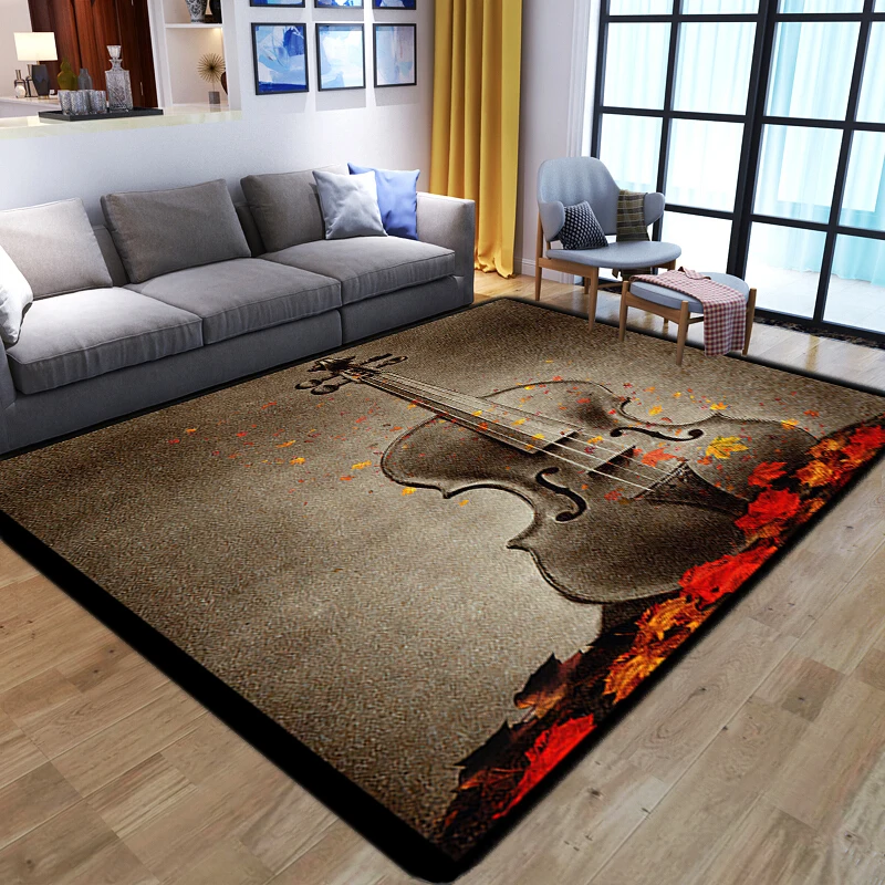 

Soft Flannel Home Decoration Carpets Living Room Bedroom Area Rugs Anti Slip Bath Floor Mat Dream Guitar 3D Printed Kid Play Rug