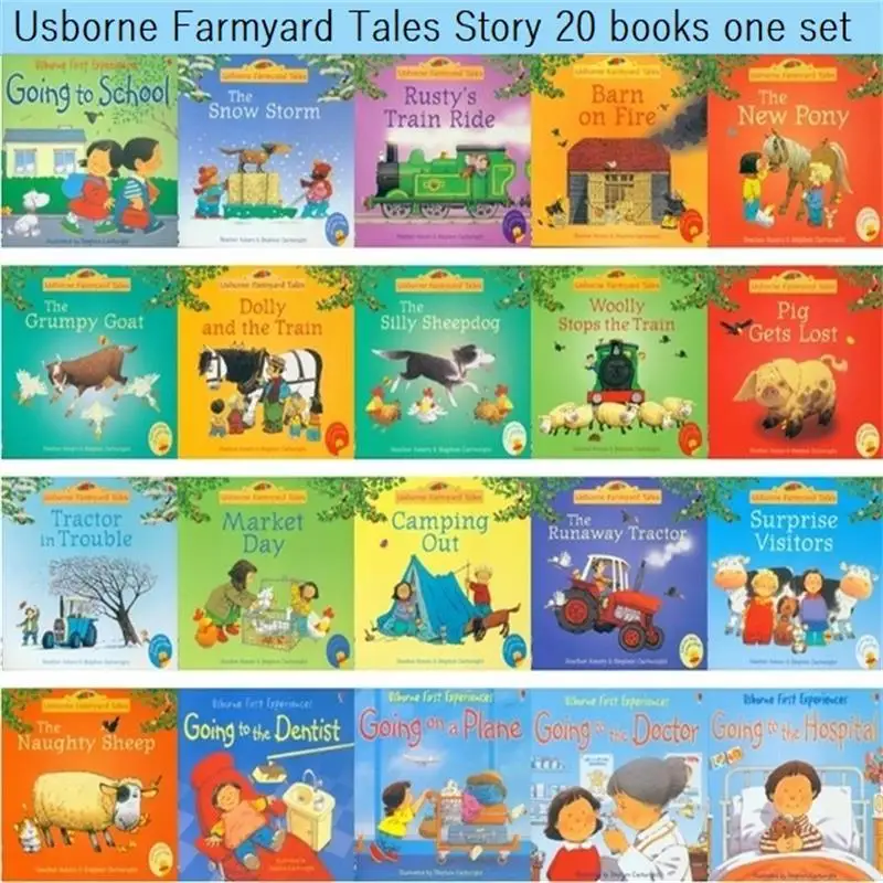 

20 Books 15x15cm Usborne Picture Books Children Baby English Farmyard Tales Series Farm Story Book Libros