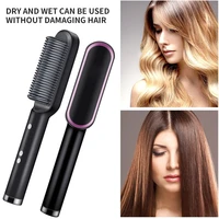 professional hair straightener brush for dry wet hair smoothing comb styler ionic brush straightening hot comb curling
