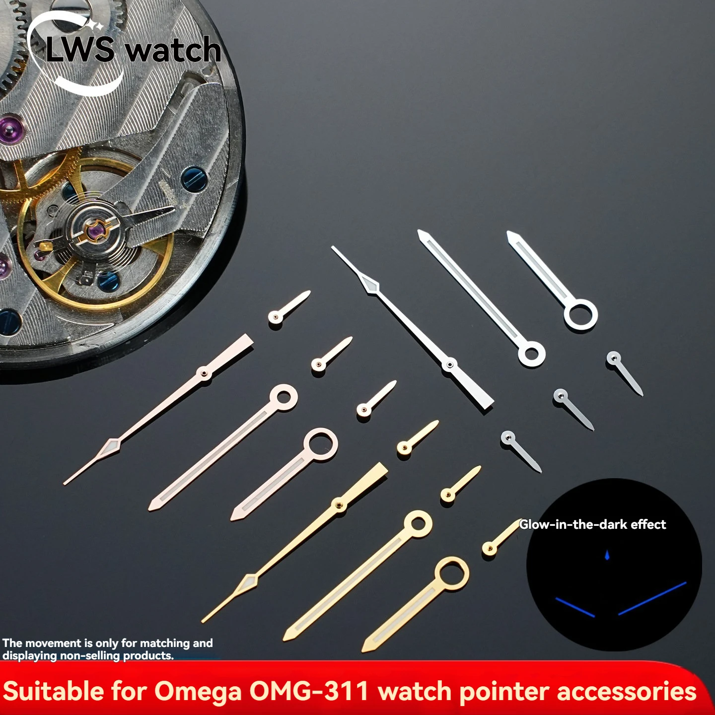 Фото Запасные части для часов Omega OMG-311: Сменные стрелки для часов, минут и секунд для механизма 7750. №1