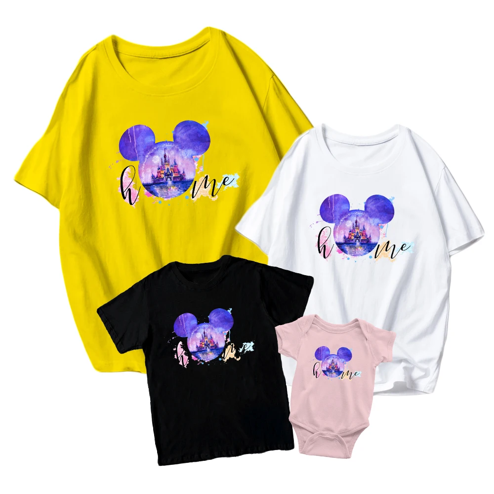 

Sweet Home Disney Castle Family Matching T-Shirt New Kids Short Sleeve Unisex Adult Casual Funny O-Neck Baby Romper