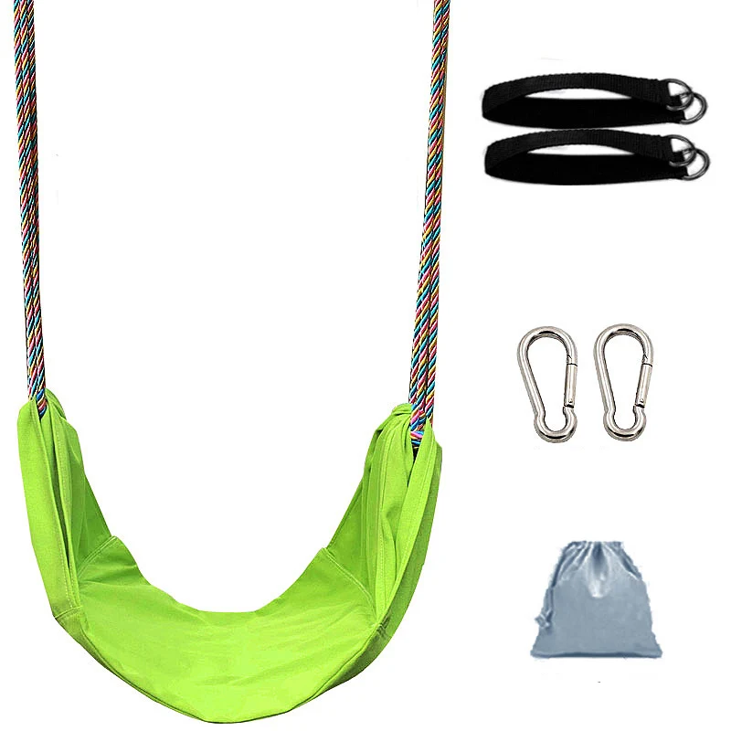 Child Swing Seat For Kids Sensory Toy Multicolor Cotton Pad Rainbow Rope Hanging Swing Indoor Outdoor Hammock Hanging Chair