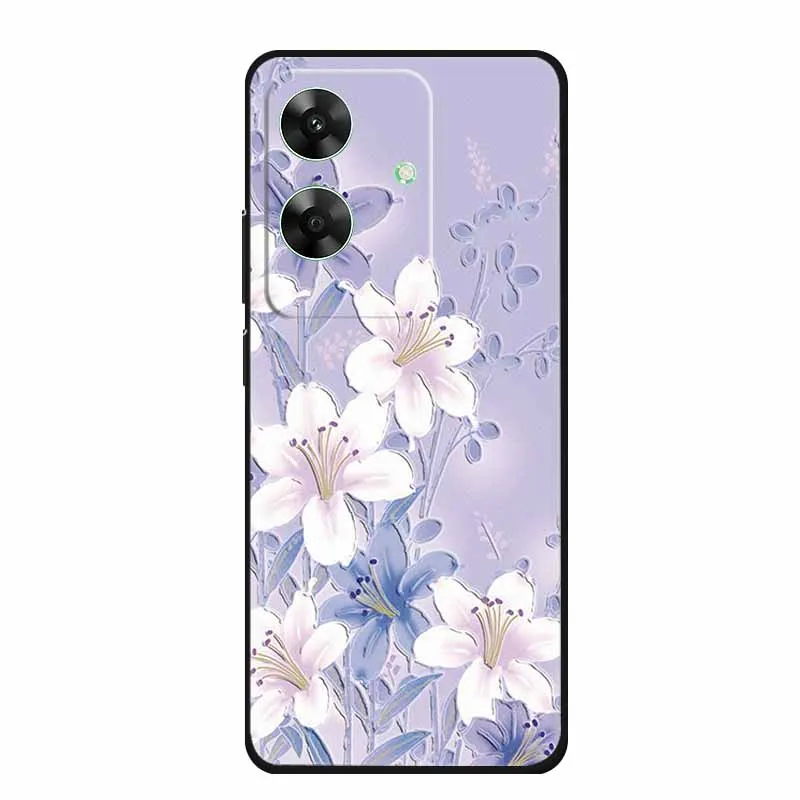 Рельефный силиконовый мягкий чехол-накладка с объемным цветочным рисунком для