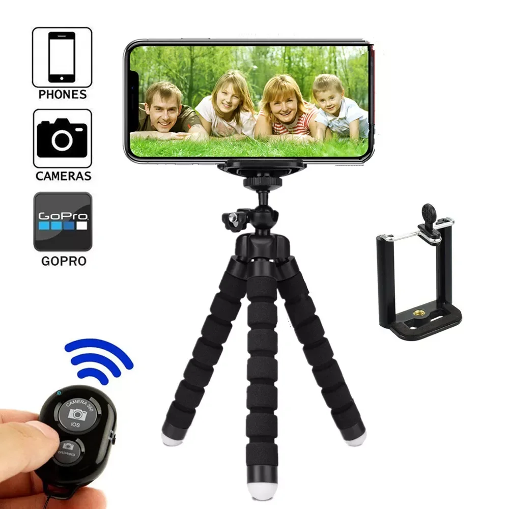 

Flexible Tripod for Phone Holder Bluetooth Remote Selfie Stick for Phone Tripod with Clip Wireless Shutter Selfie Vedio Photo