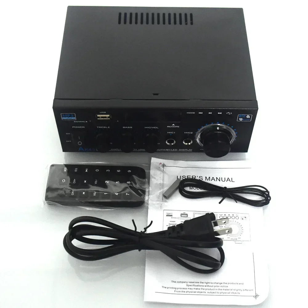 2.0 Channel AK45 HiFi Digital Amplifier 400Wx2 Stereo Receiver AC 90V-240V Bluetooth-compatible 5.0 for Home Car