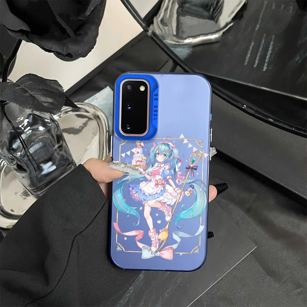 Cute Hatsune Miku Electroplated Silver IMD Laser Phone Case For Samsung S22 S23 A73 A72 A71 A54 A53 E ULTRA Color Soft Shell
