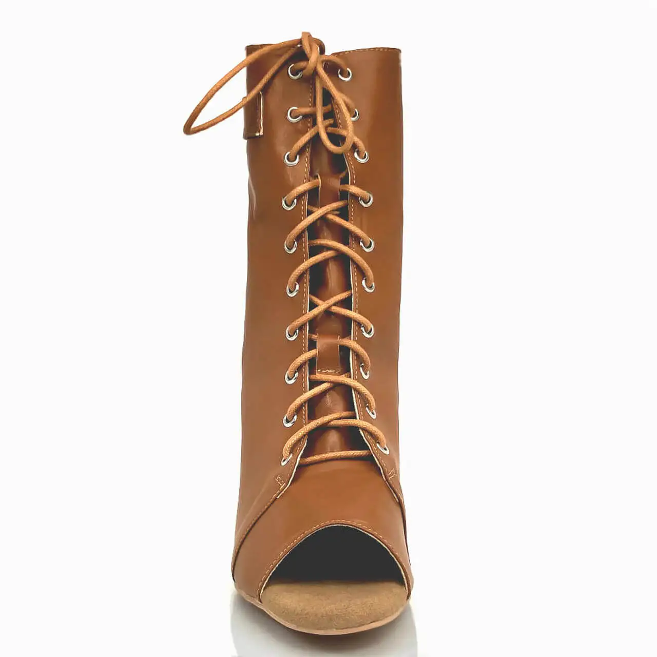 Oyidance Hot Selling Women Dancer Boots 10CM 4 Inch High Heel Brown Color Customized Dropshipping Dance Shoes On Promotion |