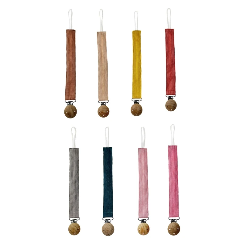 

Baby Cotton Pacifier Chain Wooden Clips for Infant Newborn Boys Girls Nipple Soother Dummy Holder Shower Gift