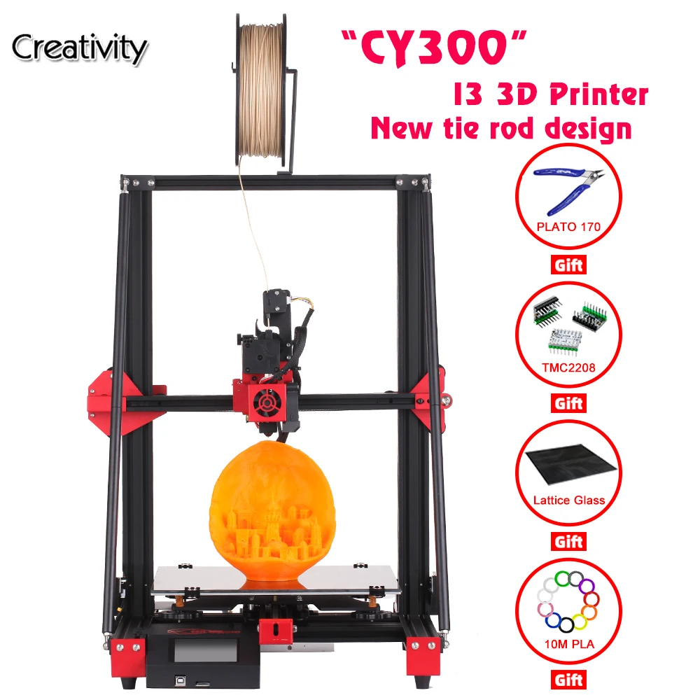 

Творчество Модернизированный 3D-принтеры комплект CY300 печать 300X300X400mm быстрый монтаж продолжение печати Мощность датчик накаливания