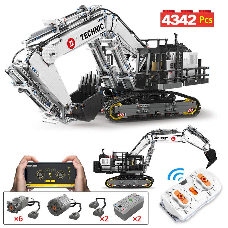 

4342pcs City RC Engineering Excavator Building Blocks APP Technical Remote Control Car Large Vehicle Bricks Toys For Kids Gifts