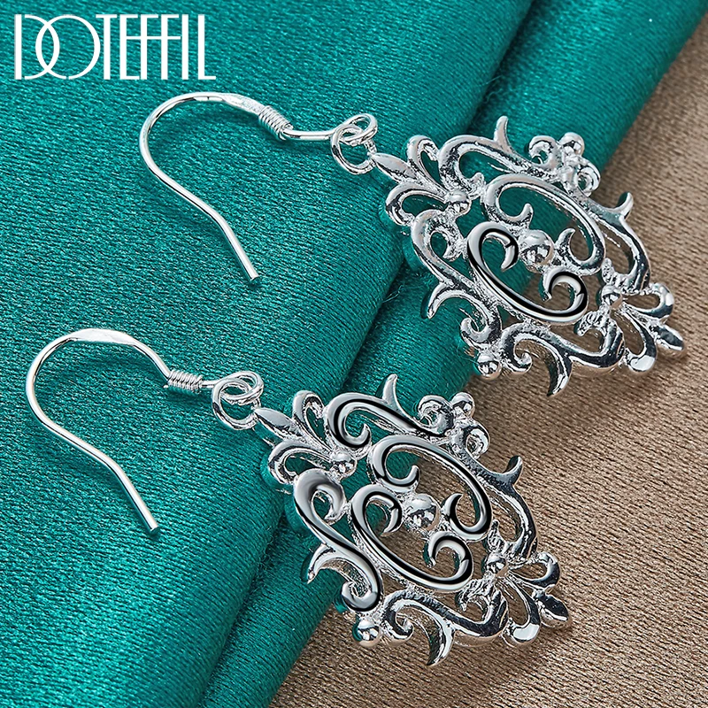 

DOTEFFIL 925 Sterling Silver Retro Geometry Drop Earrings For Women Lady Fashion Wedding Engagement Party Jewelry